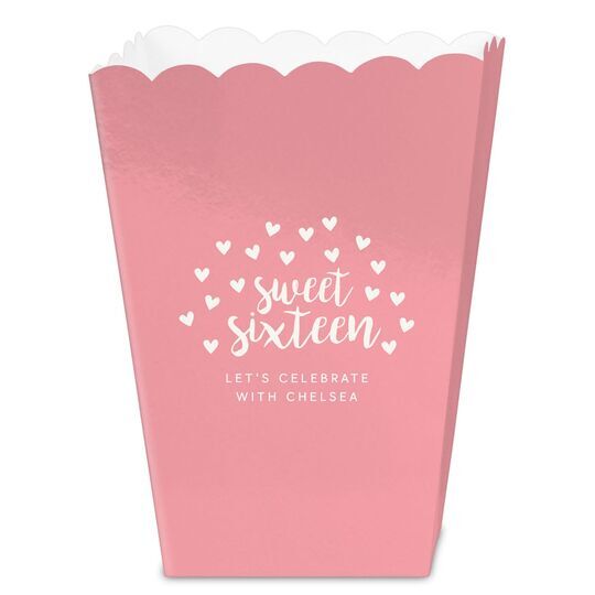 Confetti Hearts Sweet Sixteen Mini Popcorn Boxes